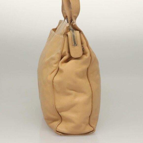 CHANEL COCO Mark Tote Bag Lamb Skin Beige Silver CC Auth 132122 - Picture 4 of 16